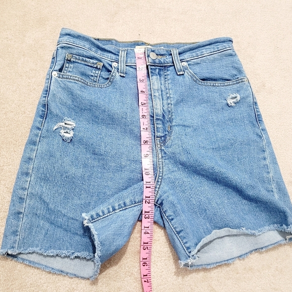 Levi’s Women’s High Waisted Denim Shorts Distressed Cutoff Blue Size 28 - Picture 7 of 10